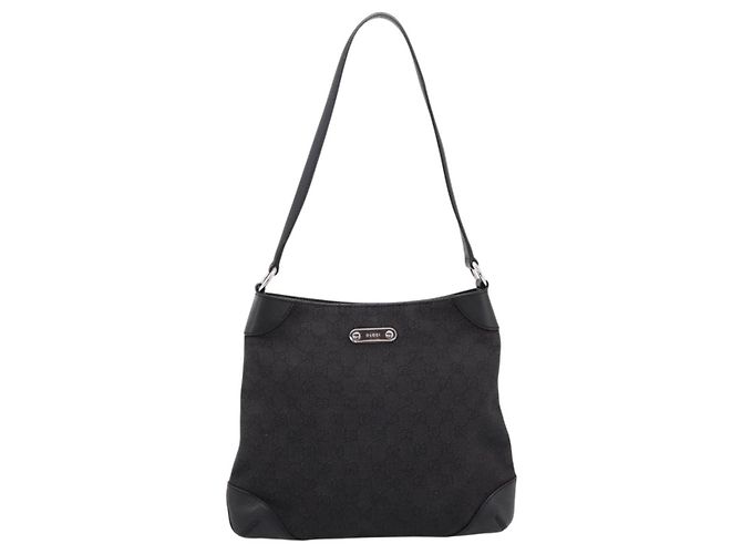 Borsa a tracolla GUCCI GG Canvas Outlet Nero Argento 196140 Auth 204643V - vista 13