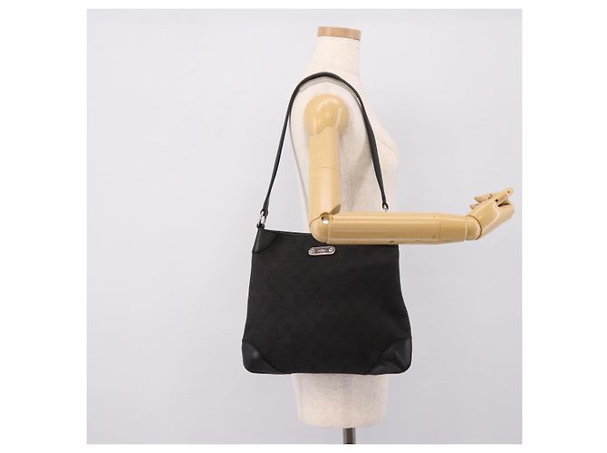 Borsa a tracolla GUCCI GG Canvas Outlet Nero Argento 196140 Auth 204643V - vista 24