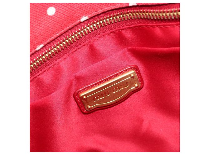 Borsa a mano Miu Miu Canvas Red Gold Auth 204315 Rosso D'oro - vista 19