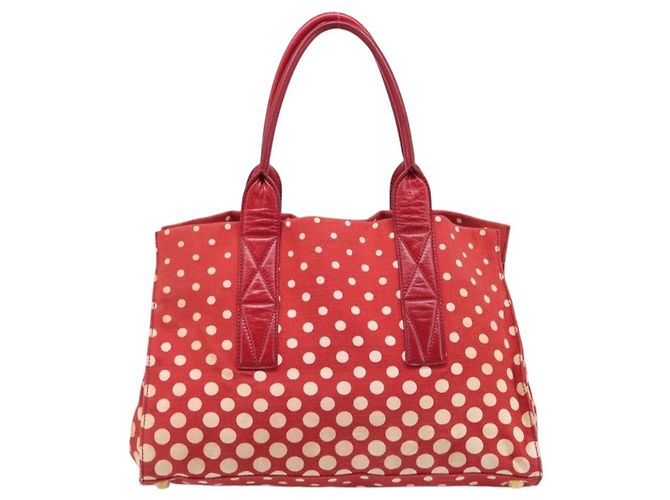 Borsa a mano Miu Miu Canvas Red Gold Auth 204315 Rosso D'oro - vista 2