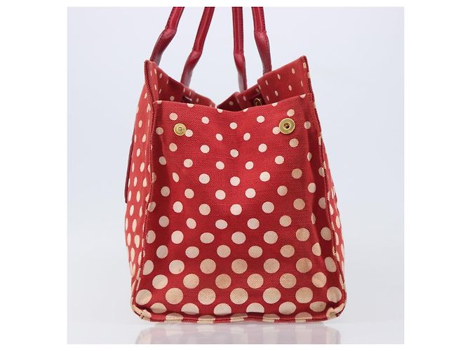 Borsa a mano Miu Miu Canvas Red Gold Auth 204315 Rosso D'oro - vista 3
