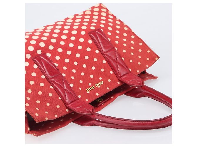 Borsa a mano Miu Miu Canvas Red Gold Auth 204315 Rosso D'oro - vista 6