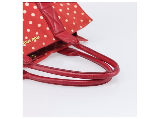 Borsa a mano Miu Miu Canvas Red Gold Auth 204315 Rosso D'oro - vista 7