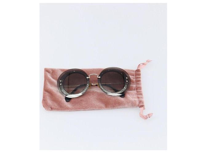 Occhiali da sole Miu Miu Plastic Gold Tone Auth 203629 - vista 12