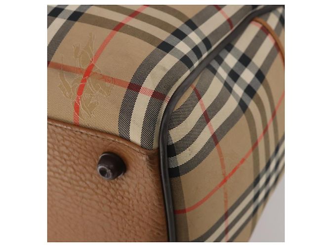 Borsa Boston Burberrys Nova Check Canvas Beige Gold Auth 200449 D'oro - vista 16