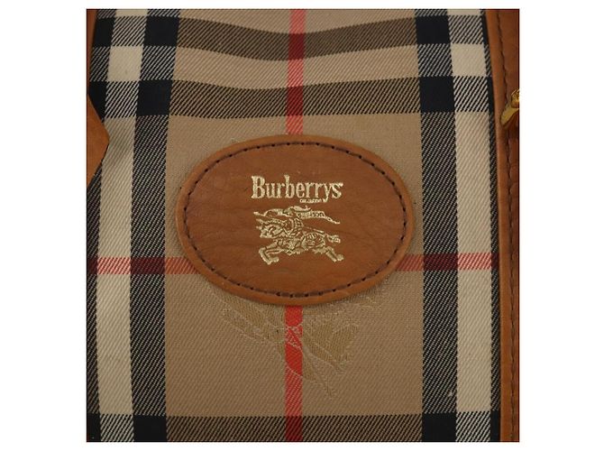 Borsa Boston Burberrys Nova Check Canvas Beige Gold Auth 200449 D'oro - vista 19
