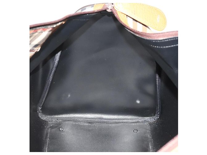 Borsa Boston Burberrys Nova Check Canvas Beige Gold Auth 200449 D'oro - vista 21