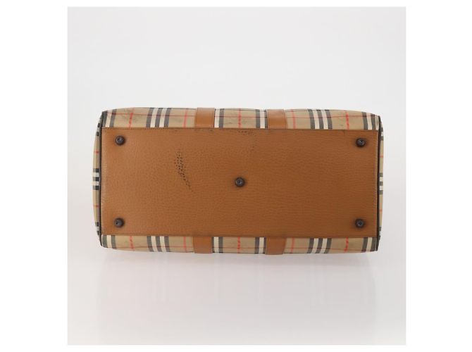 Borsa Boston Burberrys Nova Check Canvas Beige Gold Auth 200449 D'oro - vista 5