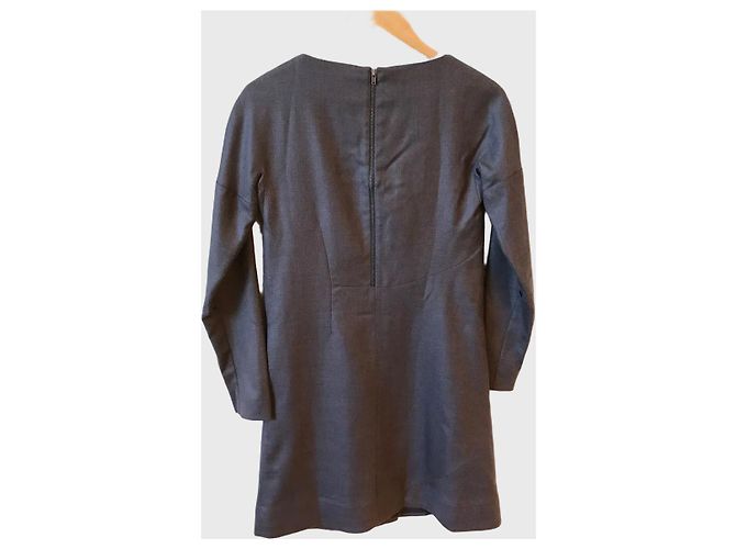 Chloé Kleid aus grauer Wolle mit langen Ärmeln Größe S - Ansicht 2