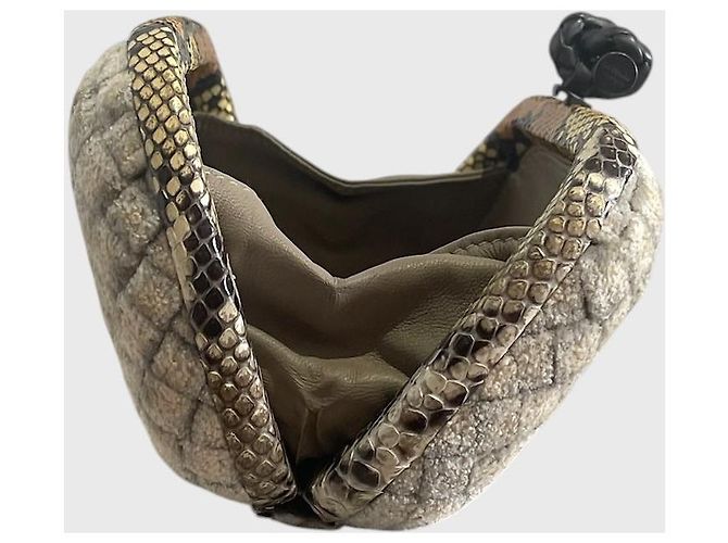 Minaudière Bottega Veneta beige - vista 7