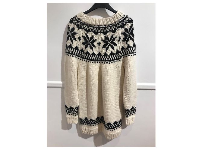 Autre Marque Pull Ch.ind Écru à Motifs Noirs Taille 38 Beige - vue 3
