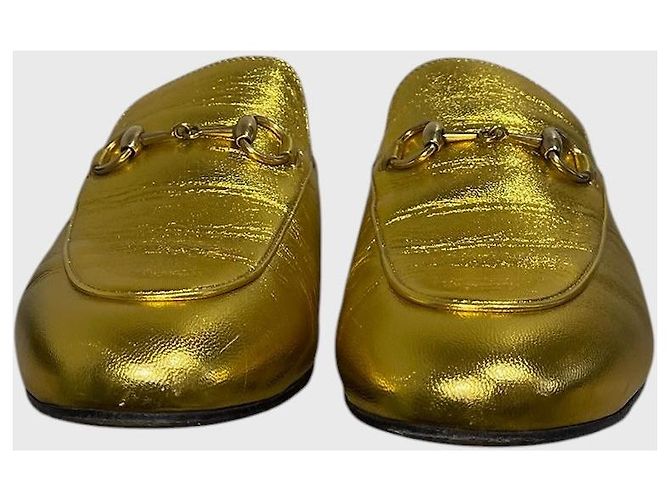 Mules Gucci Princetown dorate T.37 D'oro - vista 4