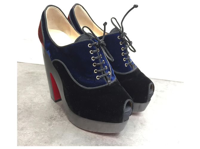 Stivaletti Christian Louboutin velluto T.36,5 Nero - vista 2