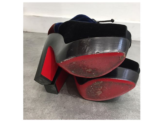 Stivaletti Christian Louboutin velluto T.36,5 Nero - vista 5