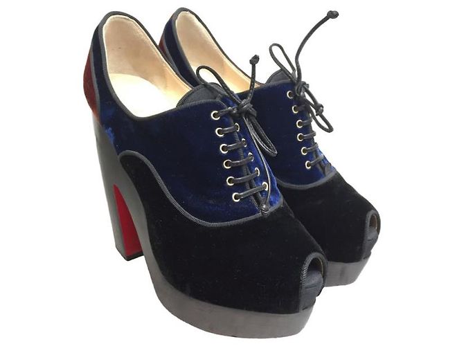 Stivaletti Christian Louboutin velluto T.36,5 Nero - vista 7