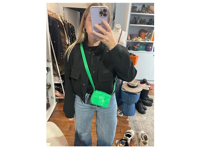 Borsa Bottega Veneta Candy Cassette Mini Verde - vista 12
