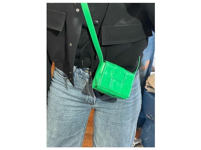 Borsa Bottega Veneta Candy Cassette Mini Verde - vista 13