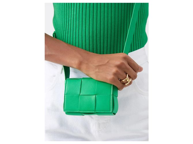 Borsa Bottega Veneta Candy Cassette Mini Verde - vista 2