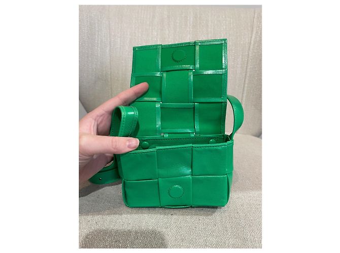 Borsa Bottega Veneta Candy Cassette Mini Verde - vista 7