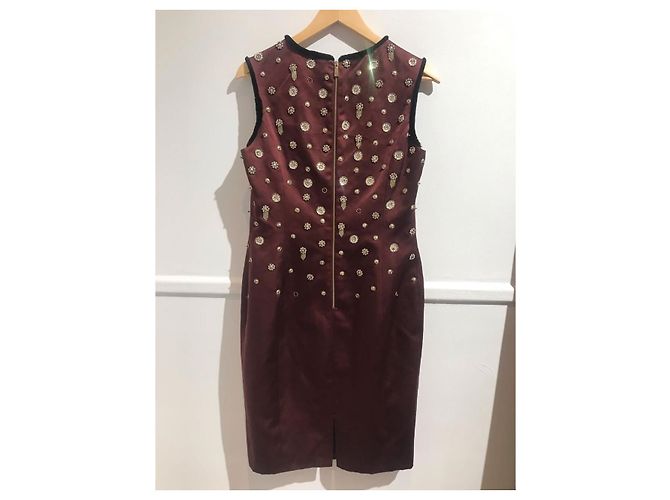 Vestido Jason Wu de cetim borgonha com bordados de pérolas e cristais Bordeaux - vista 2