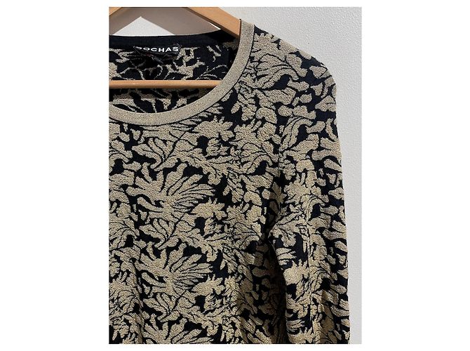 Top in maglia broccato oro e nero Rochas con maniche lunghe D'oro - vista 3