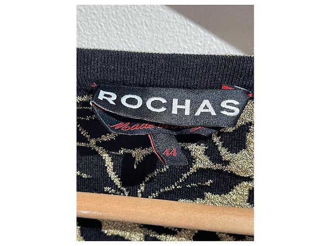 Top in maglia broccato oro e nero Rochas con maniche lunghe D'oro - vista 4
