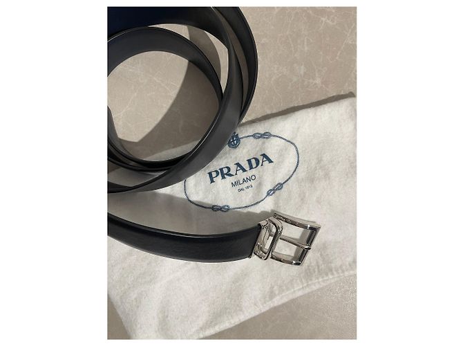 Ceinture Prada réversible noir/bleu T.S - vue 7