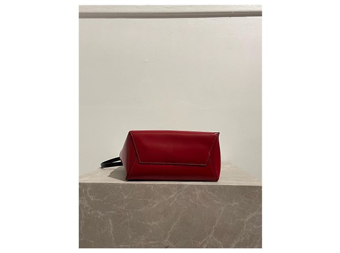 Mini borsa tote Marni in lana camel e pelle rossa Cammello - vista 5