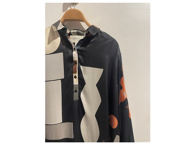 Autre Marque Blusa Munthe de viscose e seda padrões geométricos preto - vista 2