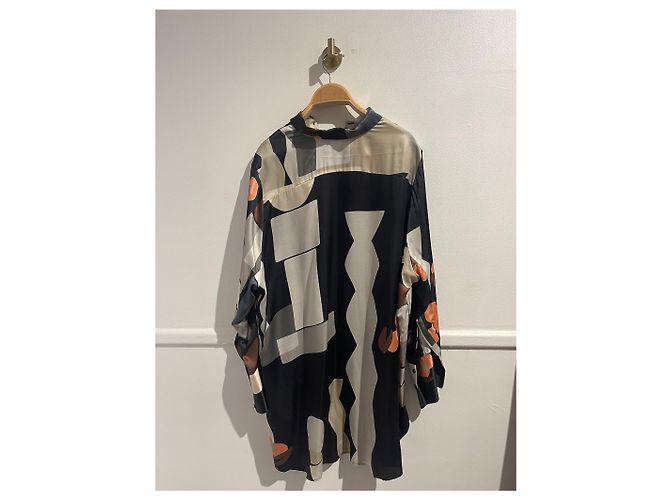 Autre Marque Blusa Munthe de viscose e seda padrões geométricos preto - vista 3
