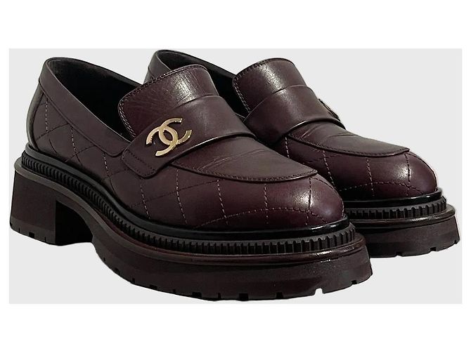 Mocassini Chanel bordeaux T.37 Bordò - vista 2
