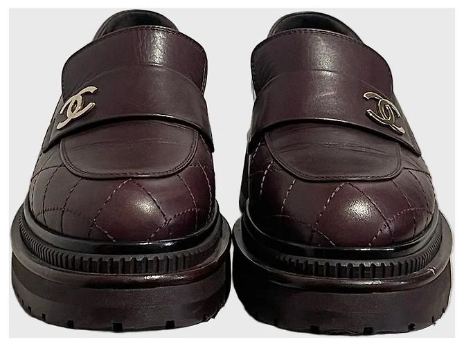 Mocassini Chanel bordeaux T.37 Bordò - vista 3