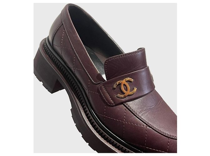 Mocassini Chanel bordeaux T.37 Bordò - vista 4