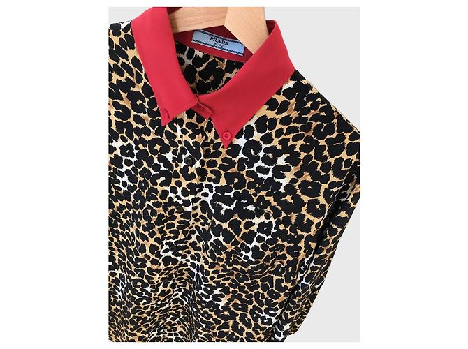 Chemise Prada leopard T.36 Red - view 2