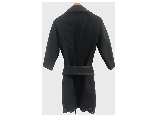 Chaqueta La Perla de algodón negro con bordados y cinturón - vista 2
