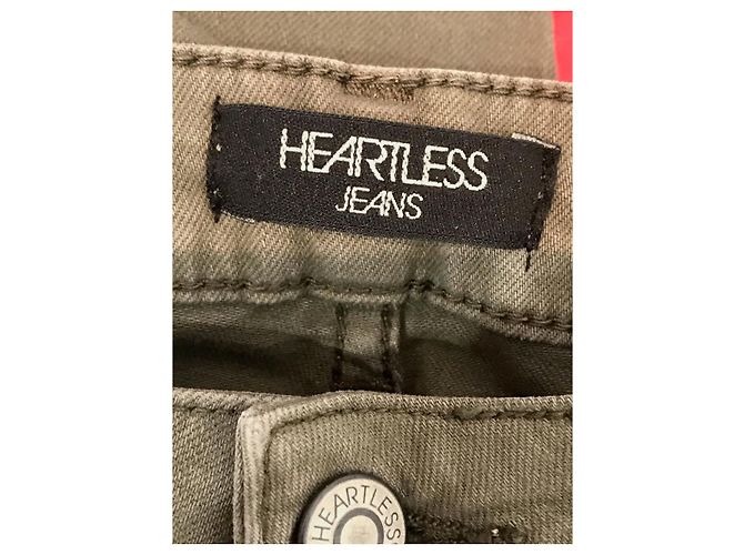 Autre Marque Vaqueros Slim Heartless Kaki de Algodón Caqui - vista 4