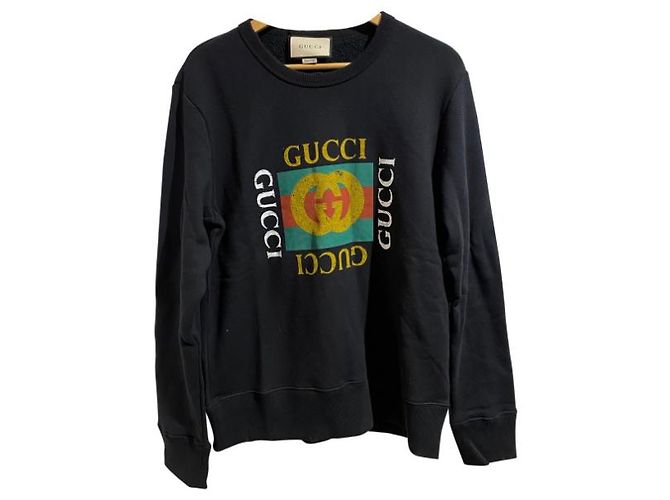 Sweatshirt Gucci preto de algodão com logo - vista 7