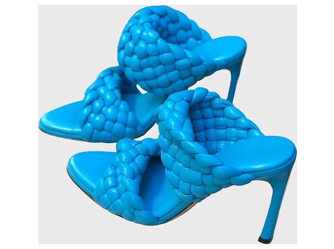 Mules Bottega Veneta Curve T.39 Blu - vista 2