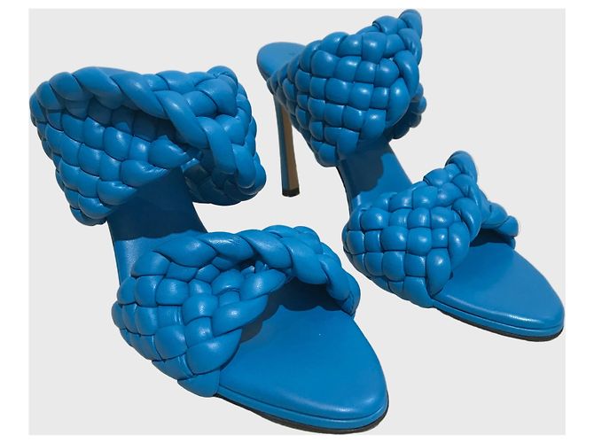 Mules Bottega Veneta Curve T.39 Blu - vista 3