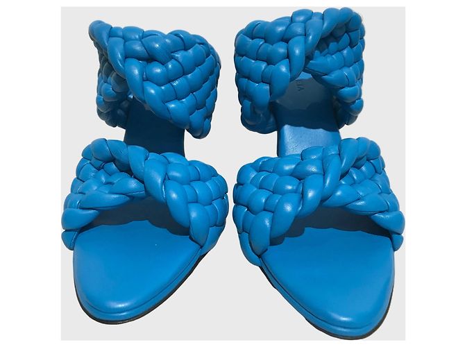 Mules Bottega Veneta Curve T.39 Blu - vista 4