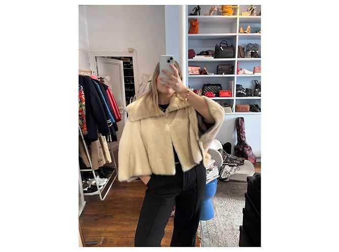 Chaqueta Louis Vuitton de visón T.40 Beige - vista 6