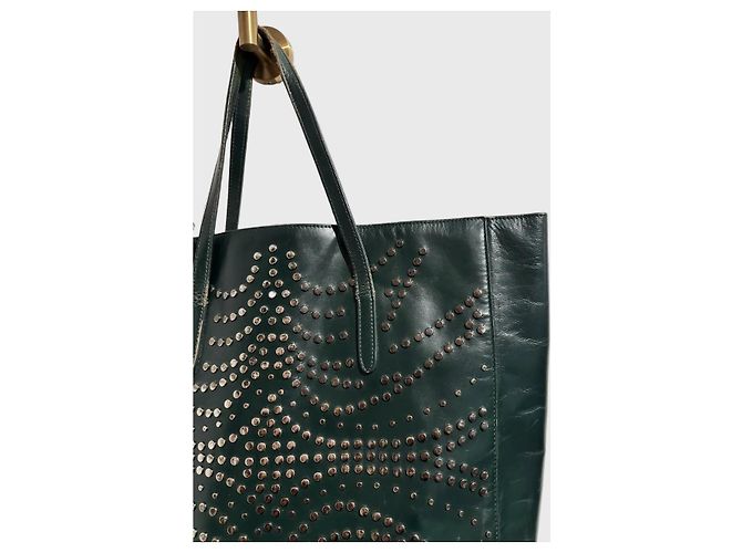 Borsa tote Alaïa in pelle verde con borchie metalliche - vista 2