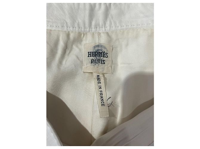 Calças Hermès brancas T.38 Branco - vista 4