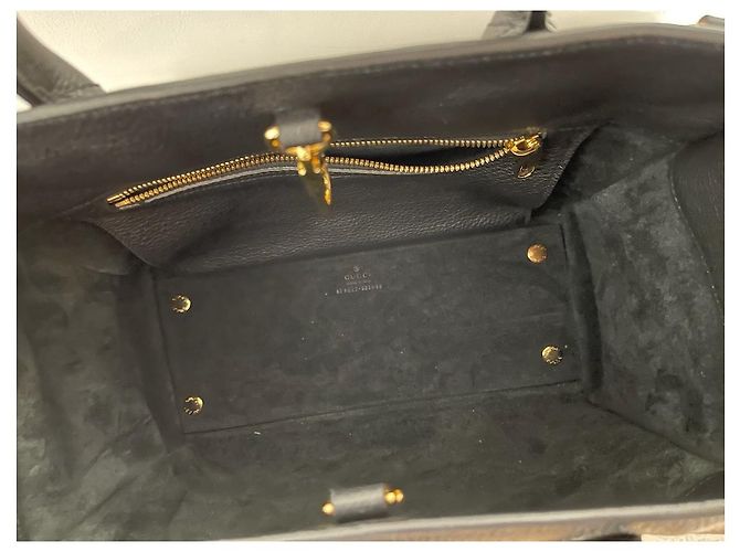 Borsa tote Gucci in pelle nera granulata Nero - vista 4