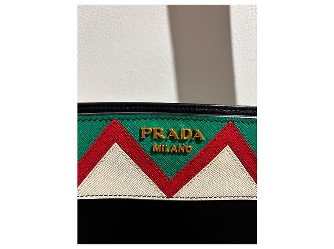 Prada Double Handtasche aus Saffiano Leder Schwarz - Ansicht 3