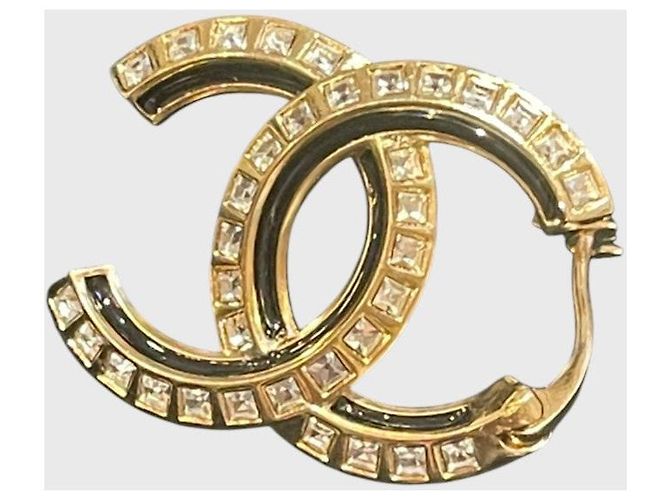 Orecchini Chanel CC neri D'oro - vista 3