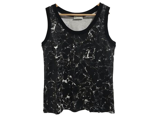 Camiseta de tirantes Balenciaga de algodón negro con estampado de mármol M - vista 7