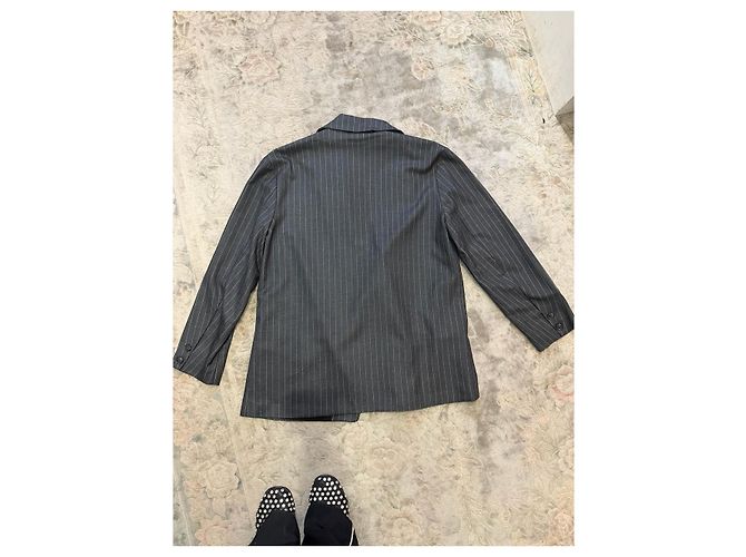 Autre Marque An'ge Paris Grey Striped Polyester Blazer Jacket - view 2