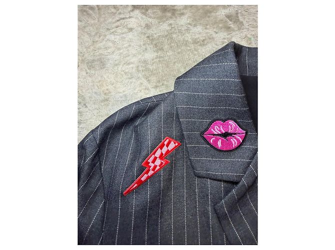 Autre Marque An'ge Paris Grey Striped Polyester Blazer Jacket - view 4