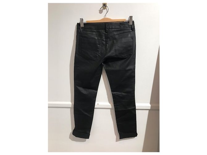 Autre Marque Pantaloni Navy ecopelle nera T.38 Nero - vista 3
